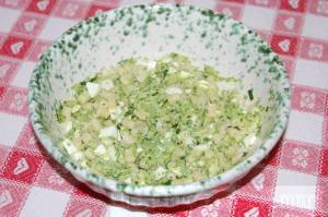 two serves of herby courgette past salad