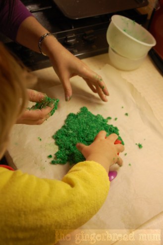 making coconut and lime macaroons