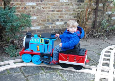Second birthday ride-on Thomas train